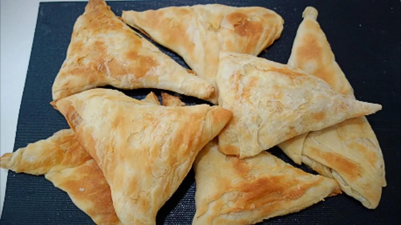 Triangles of Albanian byrek.