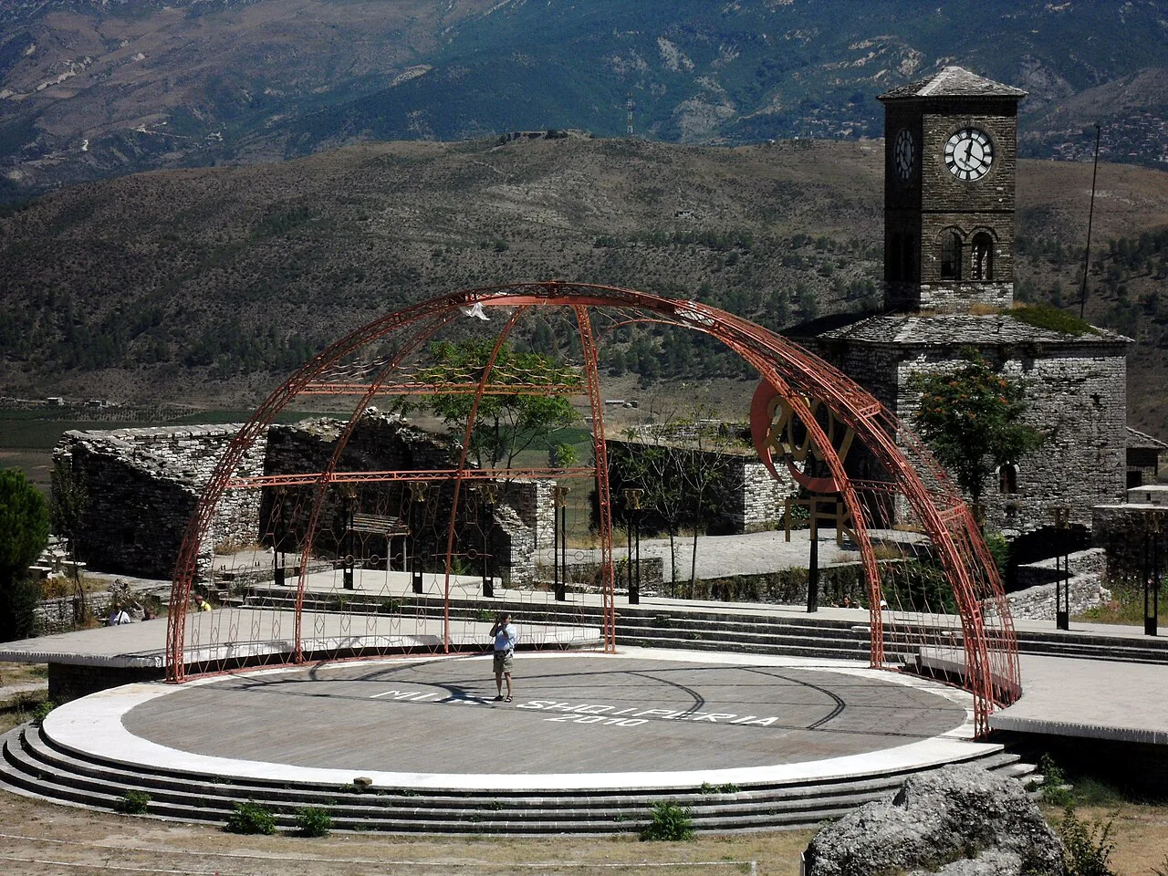 The open-air stage at Gjirokastër Castle, home of the national folk festival.