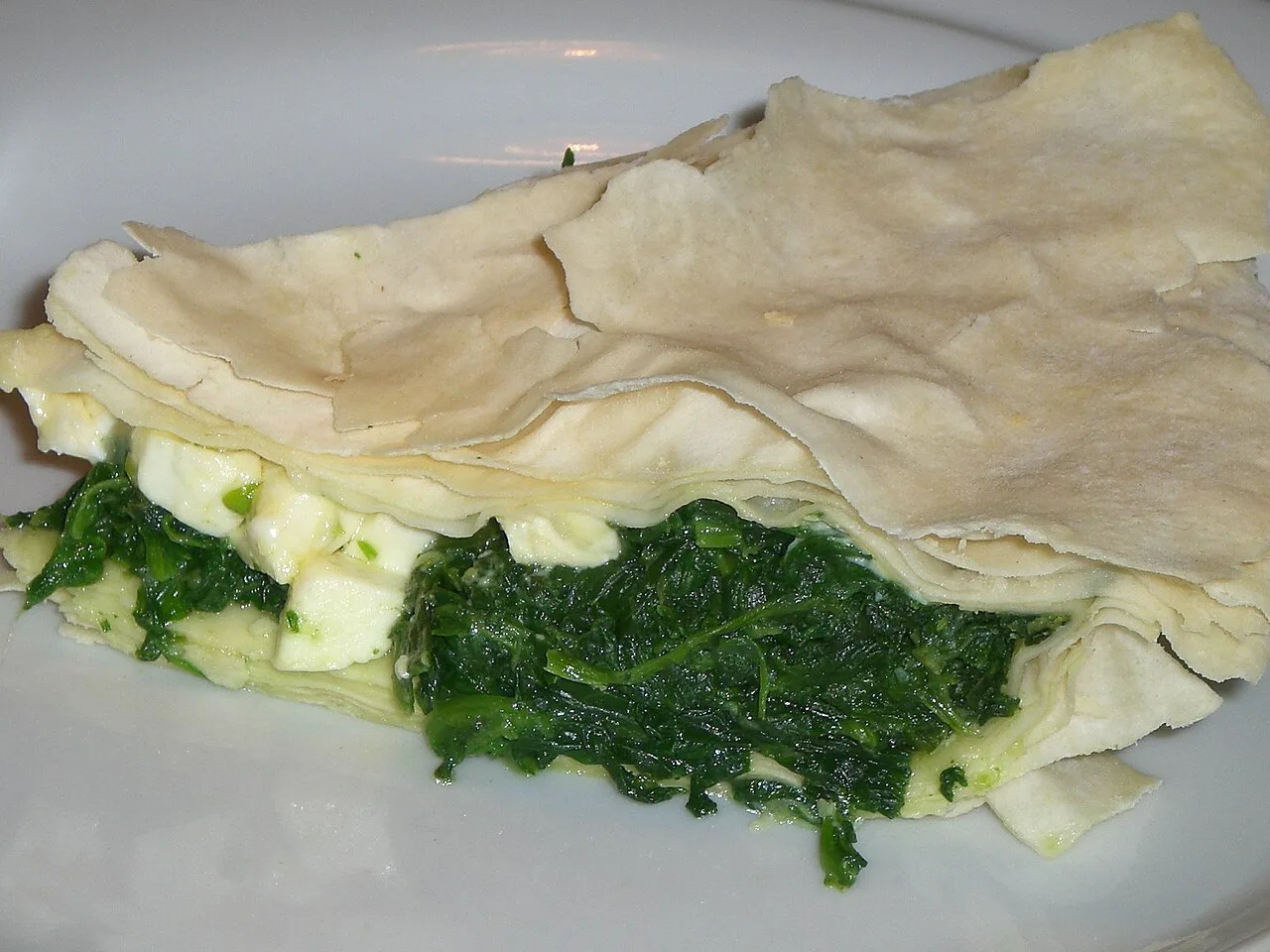 Albanian spinach pie, known as pite me spinaq.