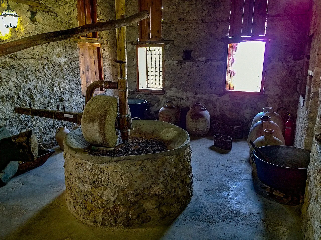 A traditional oil press in the Ethnographic Museum in Krujë.
