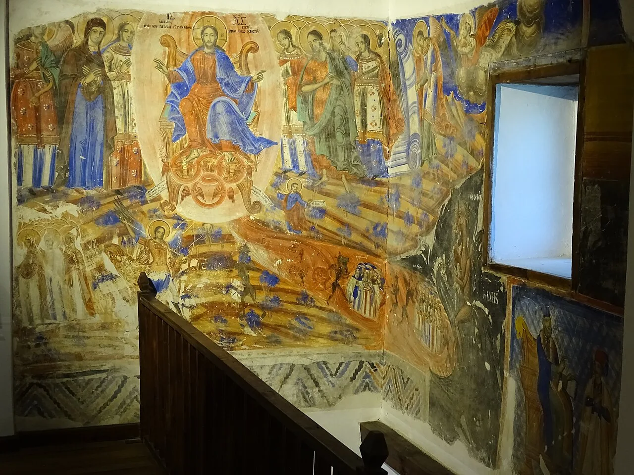 The Last Judgment fresco in the Church of the Dormition of St Mary, home of the Onufri Museum in Berat.