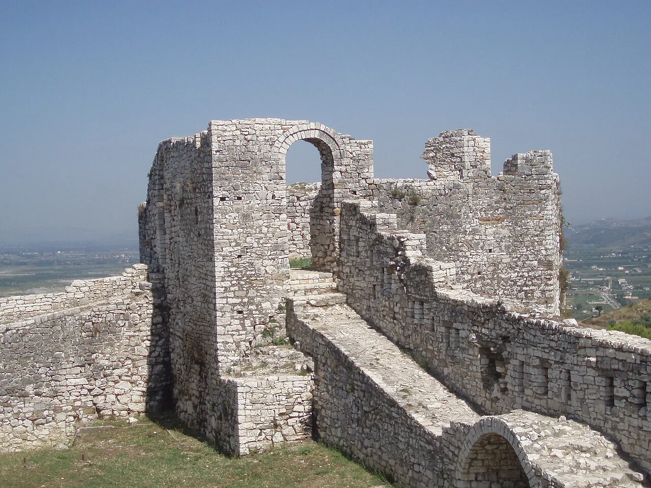 The ruins of a tower in Berat Castle.