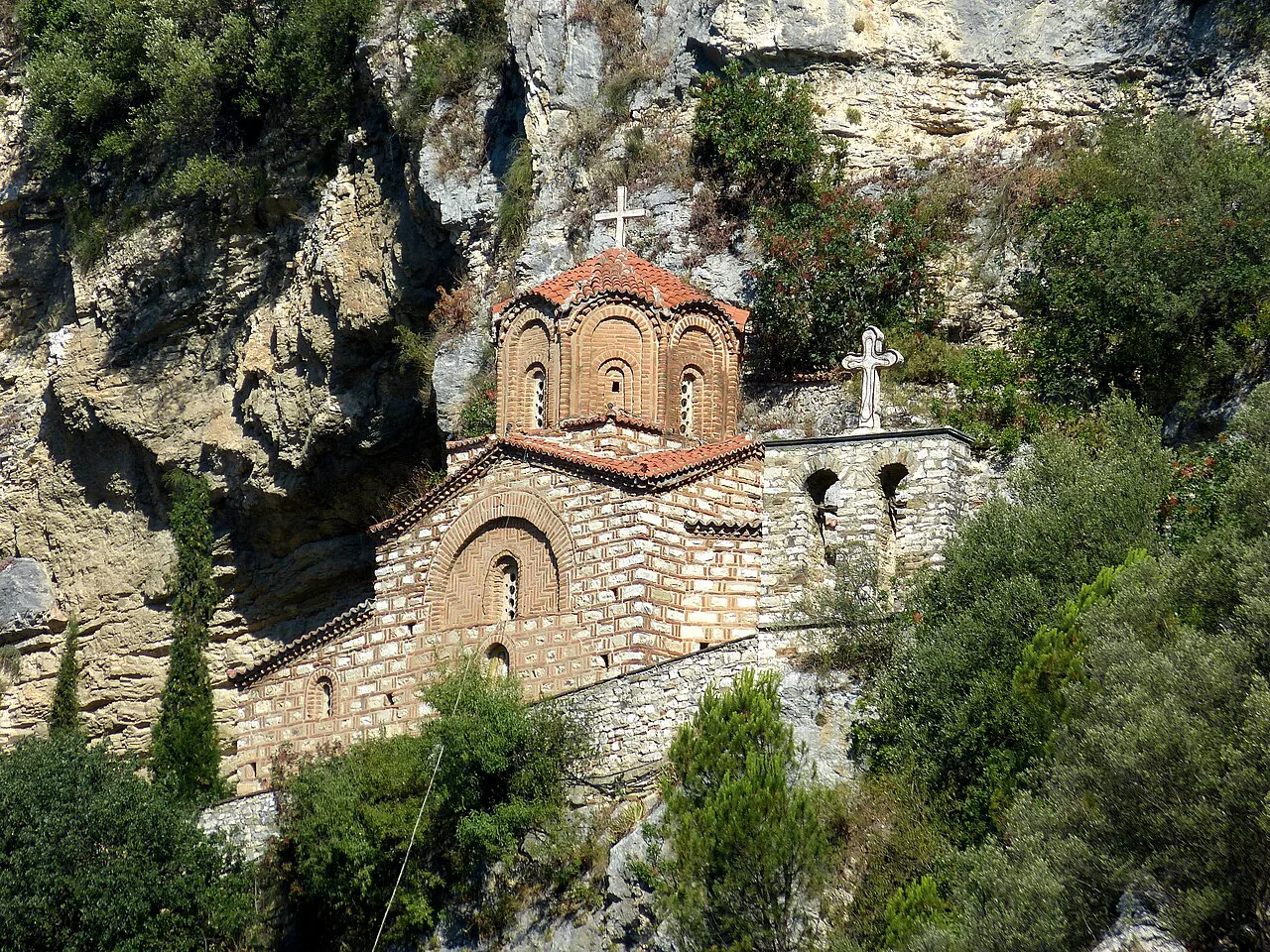 A closer view of the medieval St Michael's Church in Berat.
