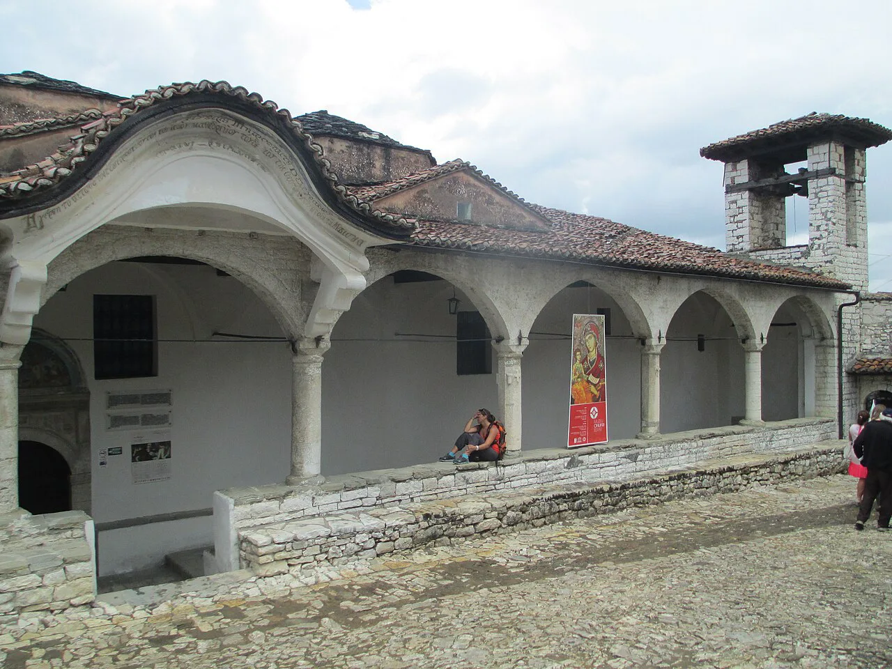 The arcaded entrance of the Onufri Museum in Berat Castle.
