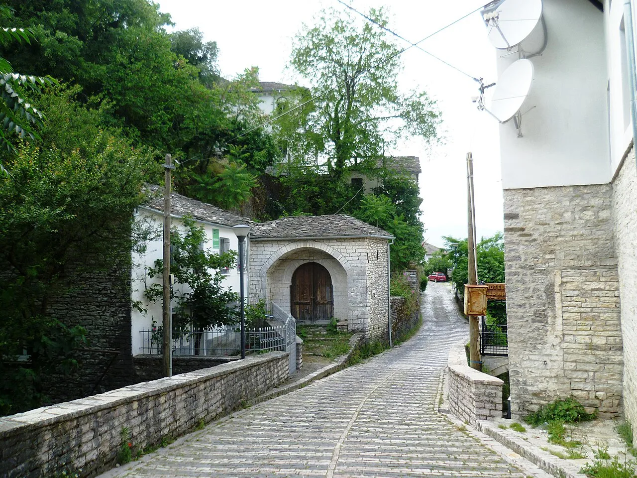 A cobbled lane in Gjirokastër's old town.