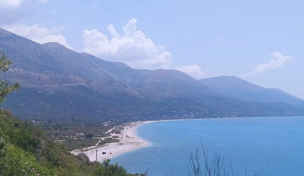 Borsh beach and bay seen from Qeparo.