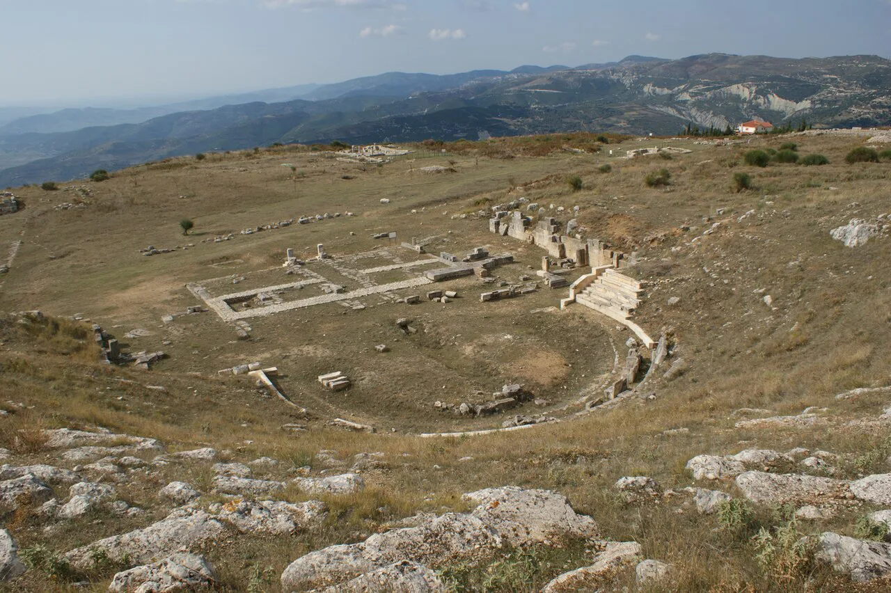 The ancient theatre carved into the hillside at Byllis.