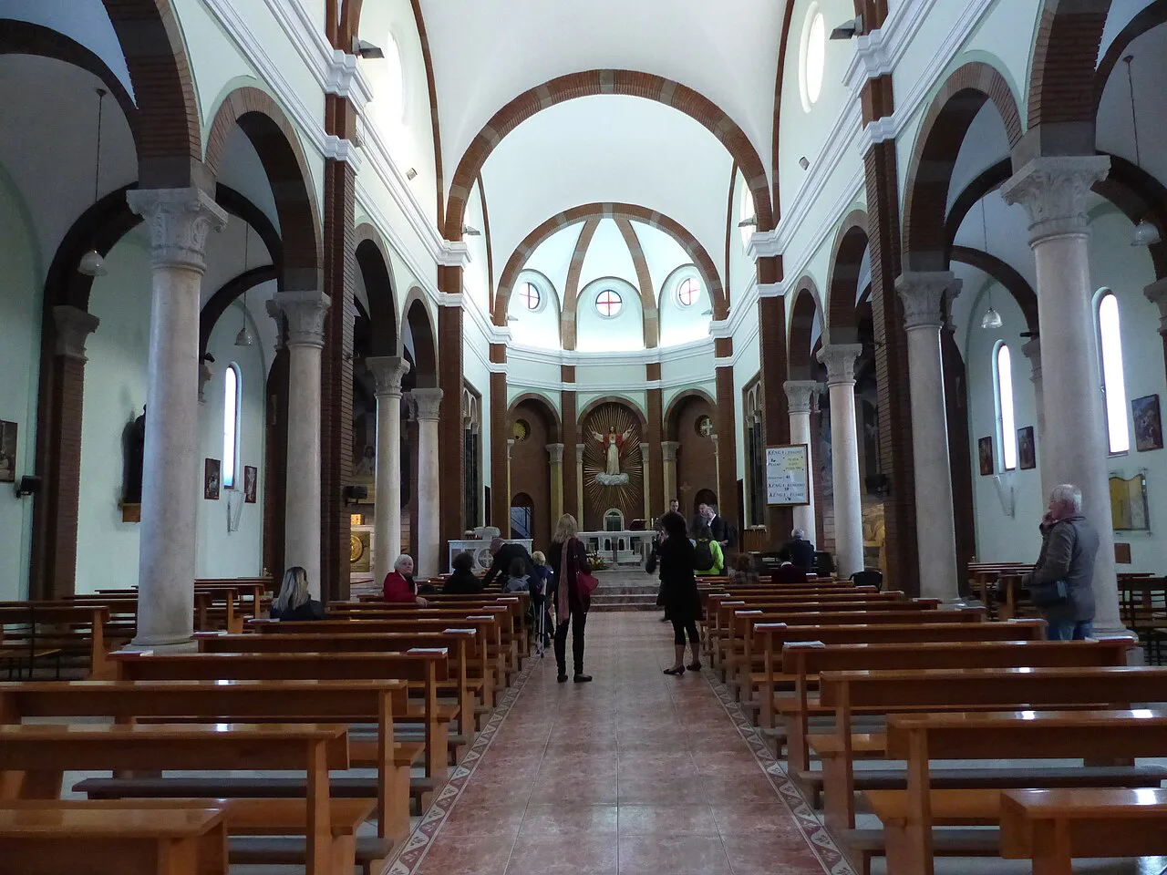The interior of the Catholic Church of the Sacred Heart of Jesus in Tirana.
