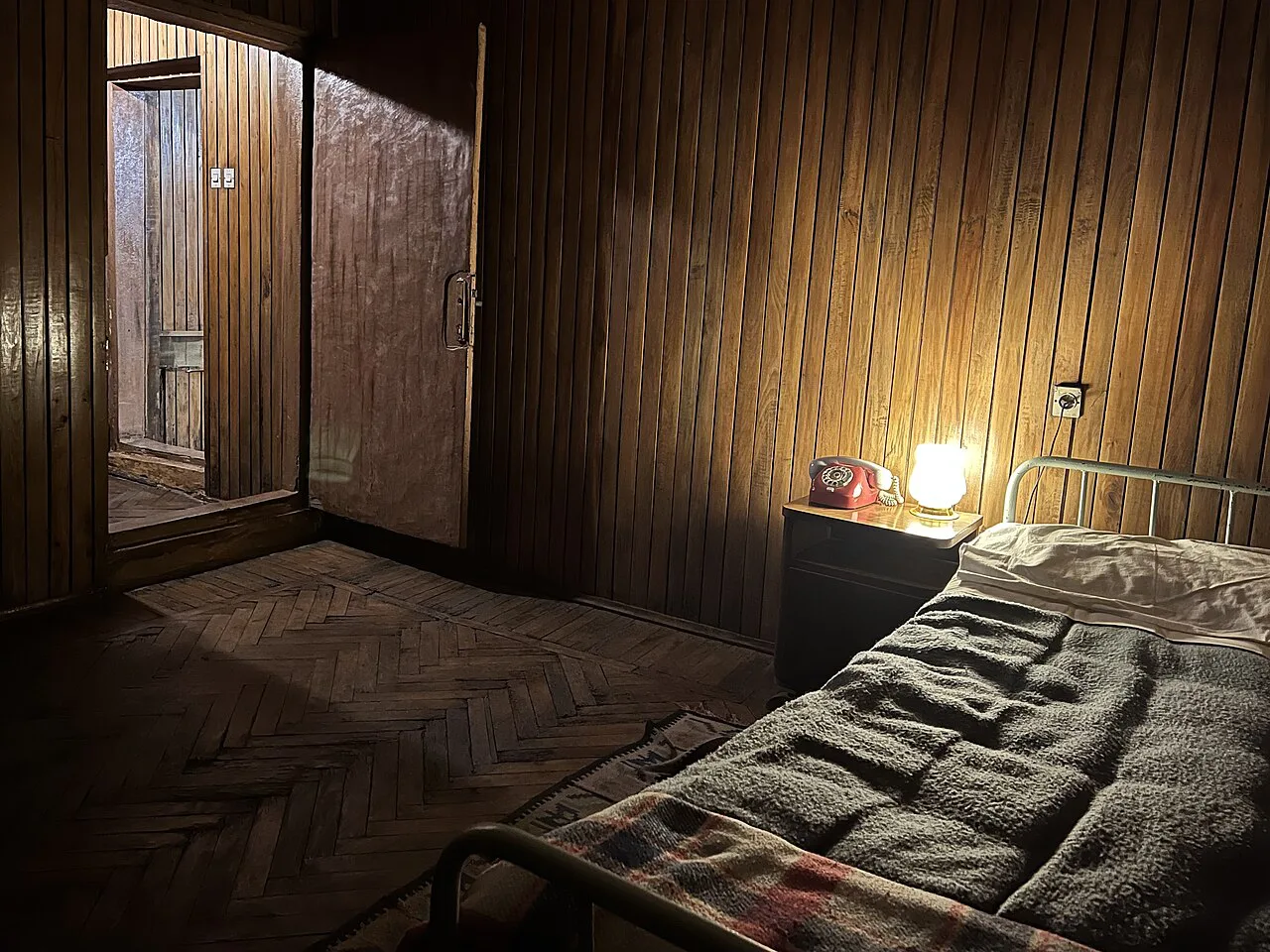 The minister's bedroom preserved inside the Bunk'Art 2 museum in Tirana.
