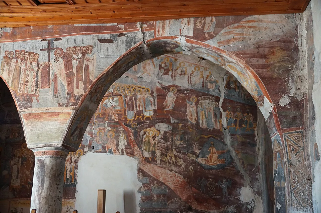 Frescoes inside St Mary's Church in Dhërmi.