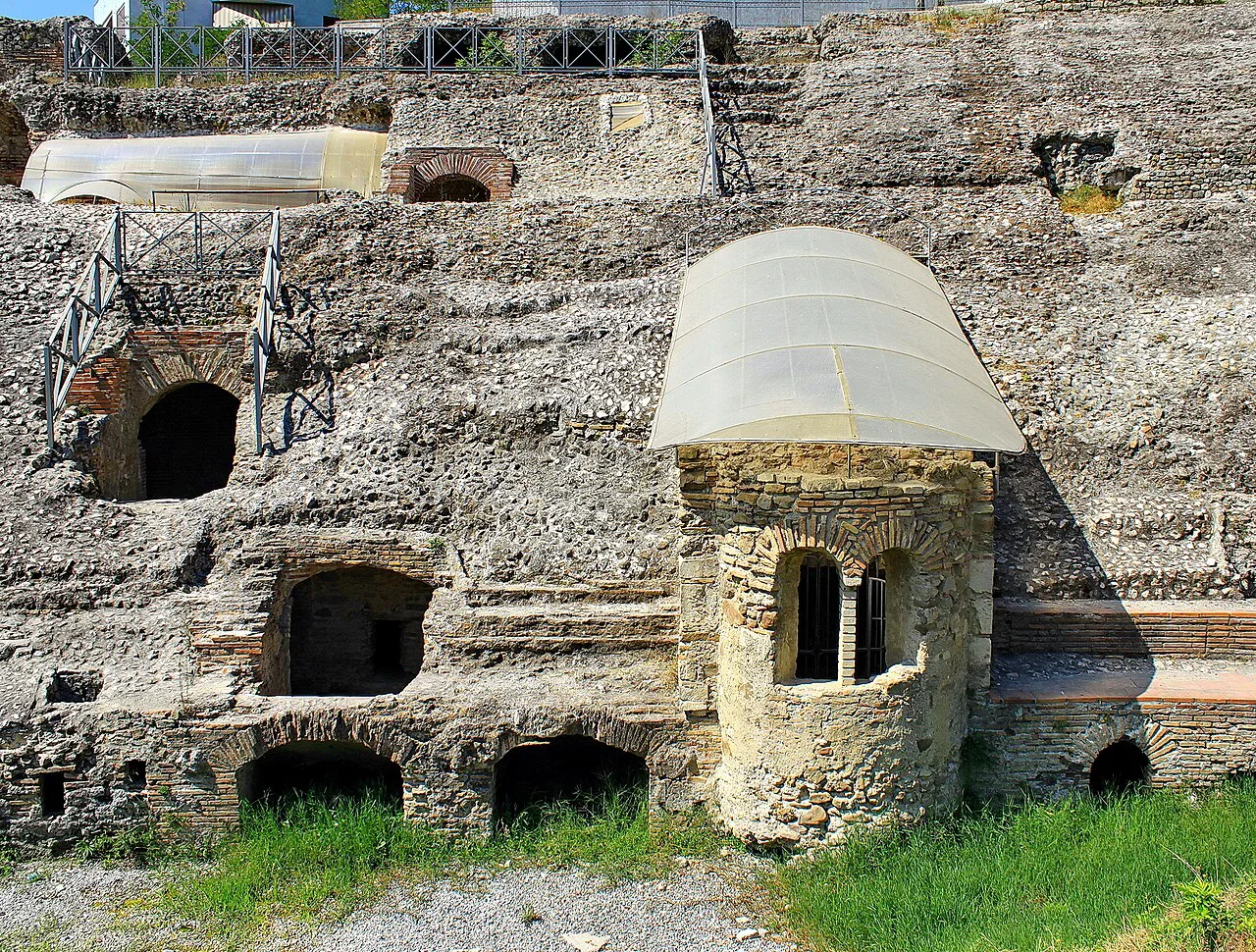 Inside the Roman amphitheatre of Durrës.