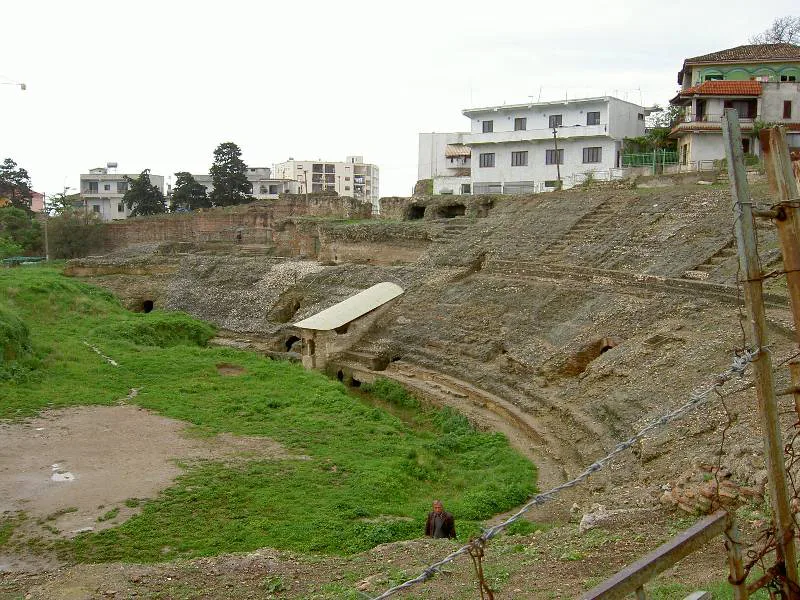 The arena and seating of the Durrës amphitheatre.