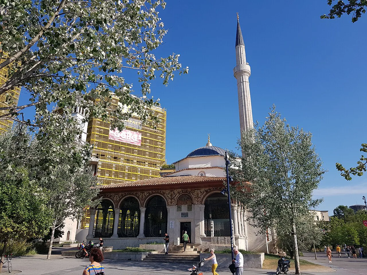 The Et'hem Bey Mosque and its minaret in central Tirana.
