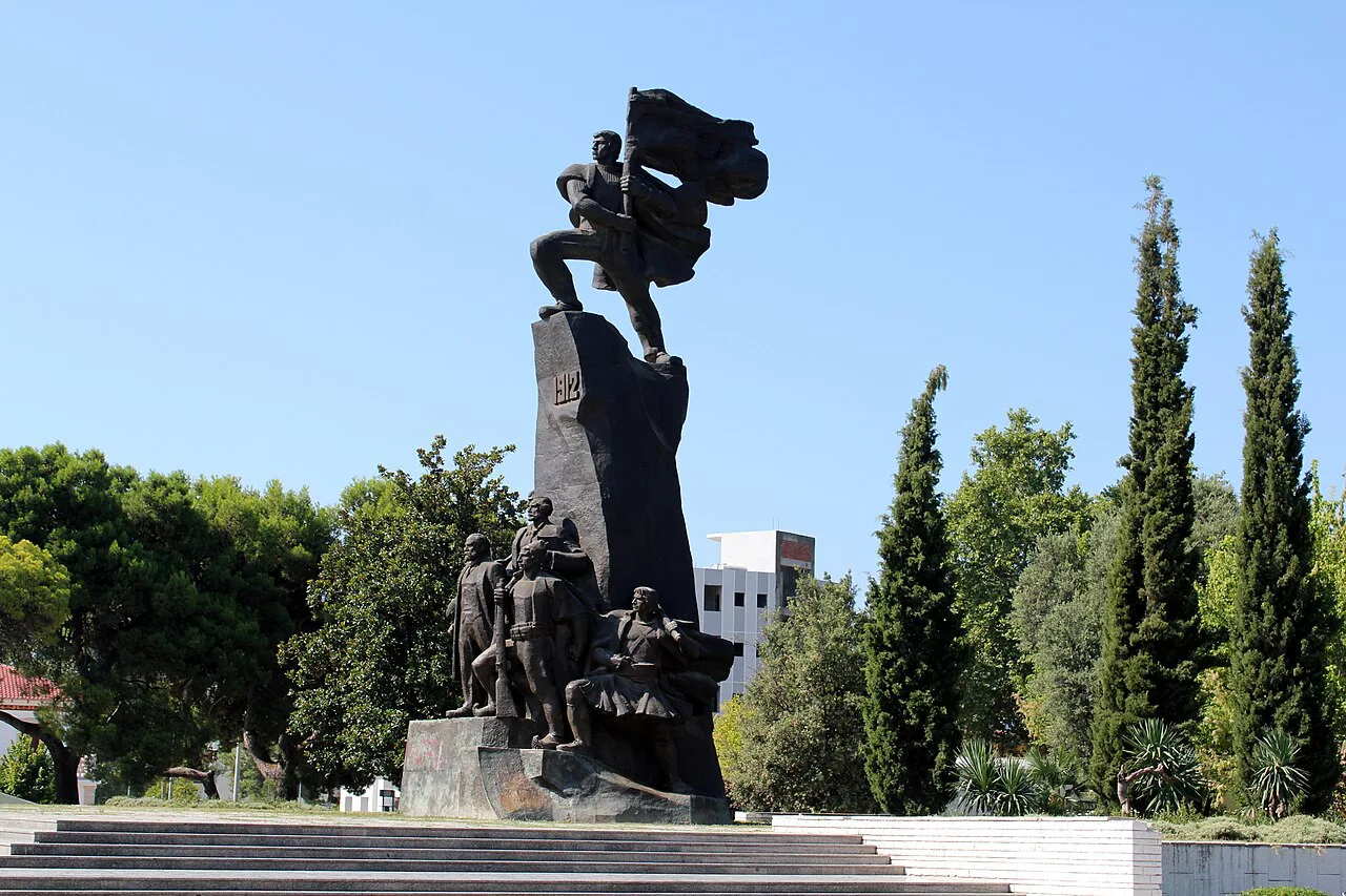 The Independence Monument on Flag Square in Vlorë.