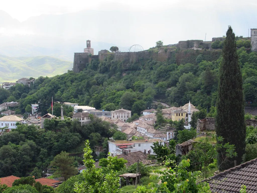 Venue view: Gjirokastër Castle on its ridge above the town.