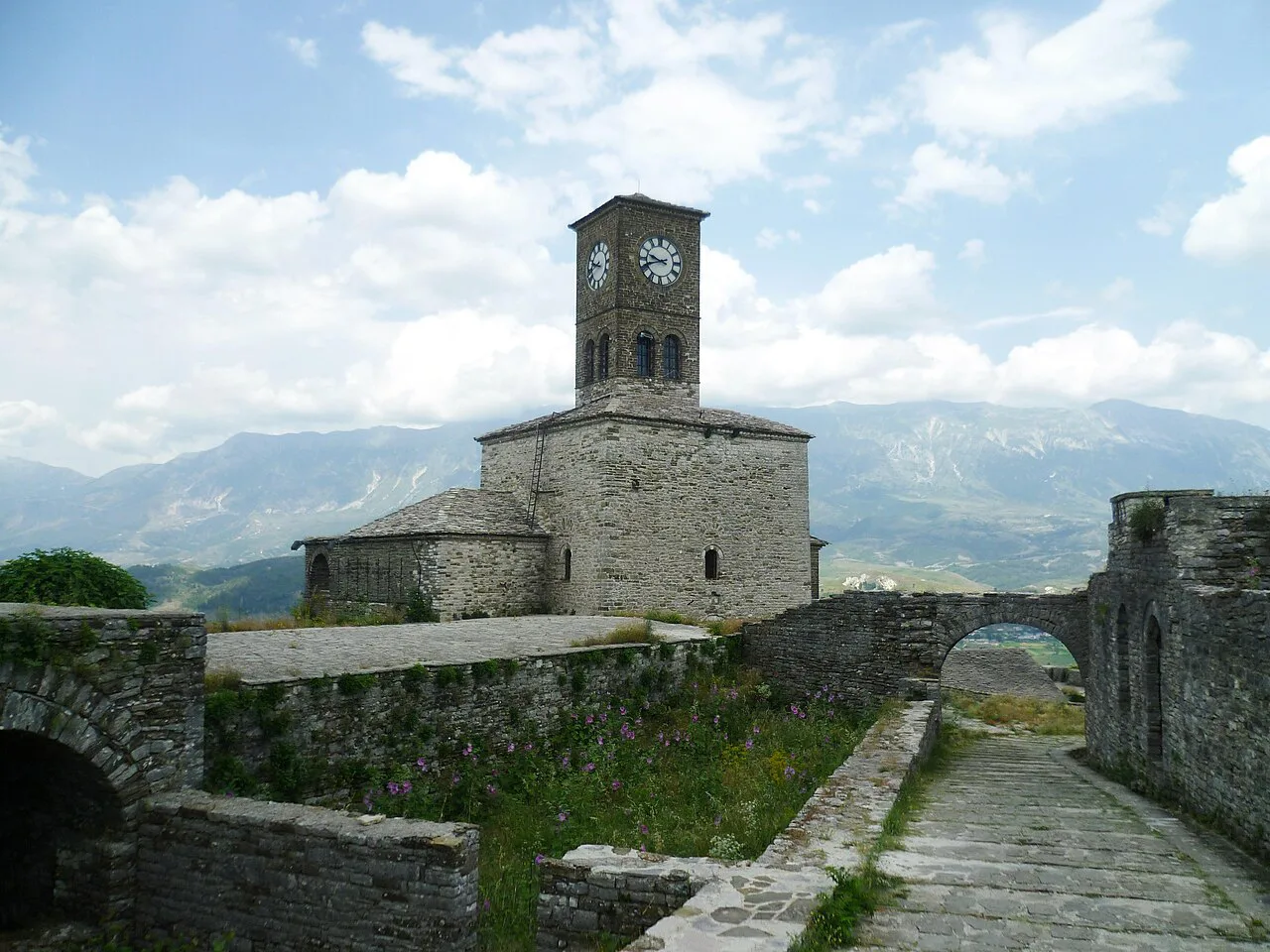 The clock tower of Gjirokastër Castle.