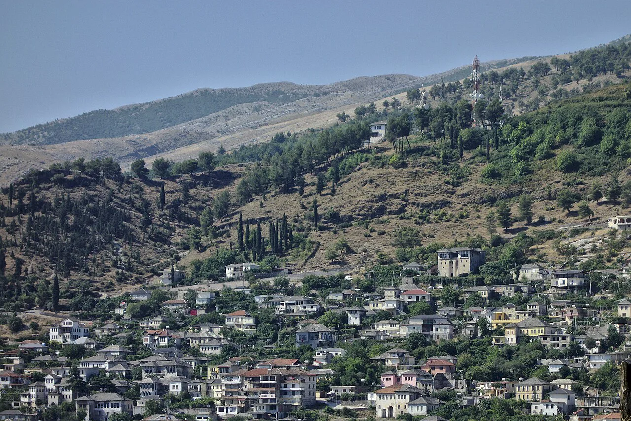The Zekate House above the old town of Gjirokastër.