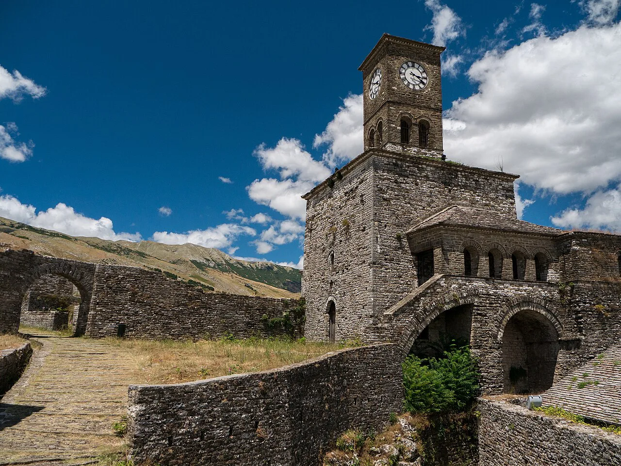 The clock tower of Gjirokastër Castle.