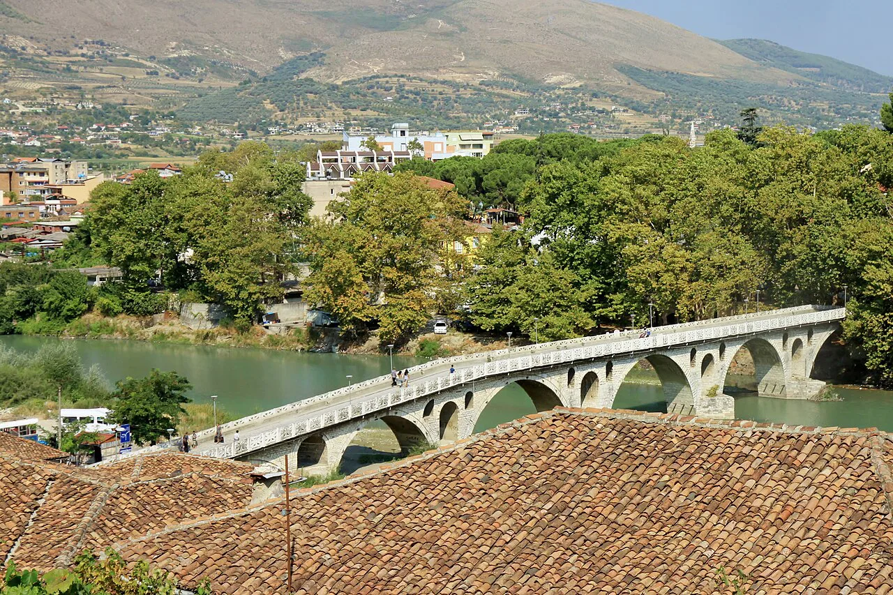 The Gorica Bridge over the Osum river in Berat.