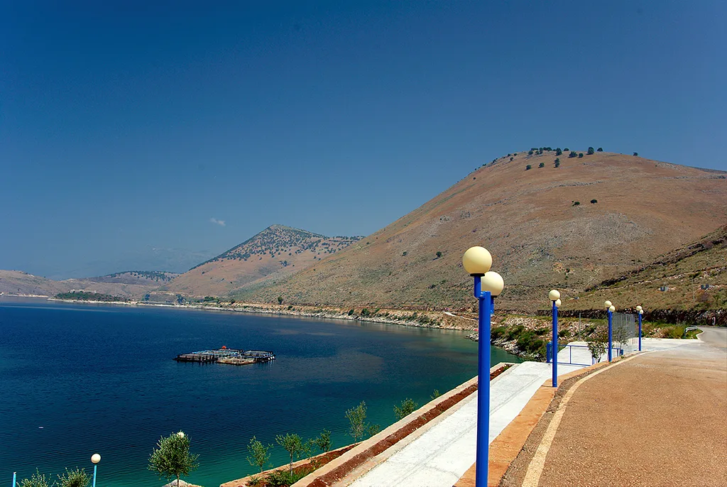 The seafront promenade above the bay at Himarë.