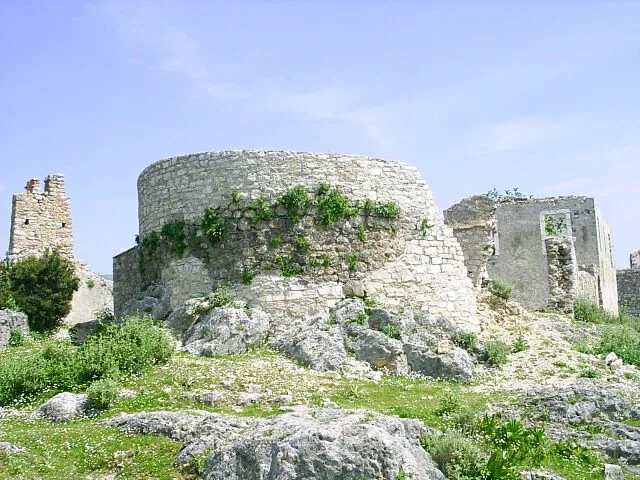 The stone walls of the old fortress at Himarë.