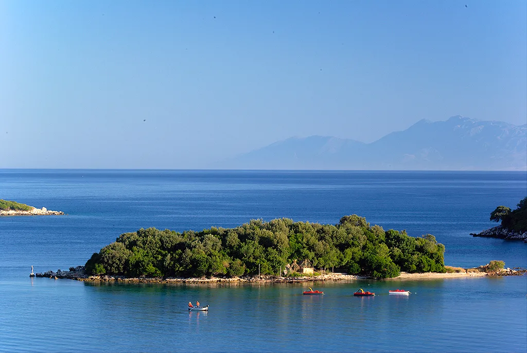 One of the small wooded islands off Ksamil.