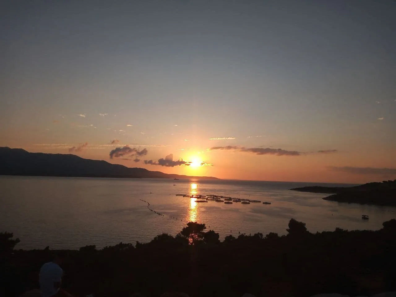 Sunset over the Bay of Hartë at Ksamil.