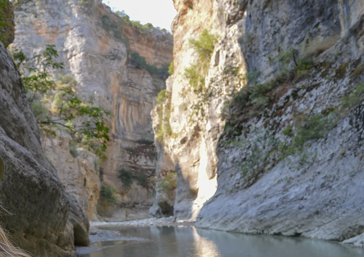 Sheer rock walls of the Langarica Canyon near Përmet.