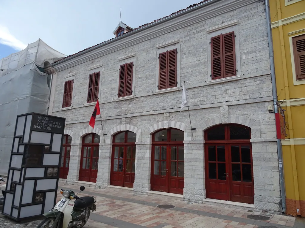 The white facade of the Marubi National Museum of Photography in Shkodër.