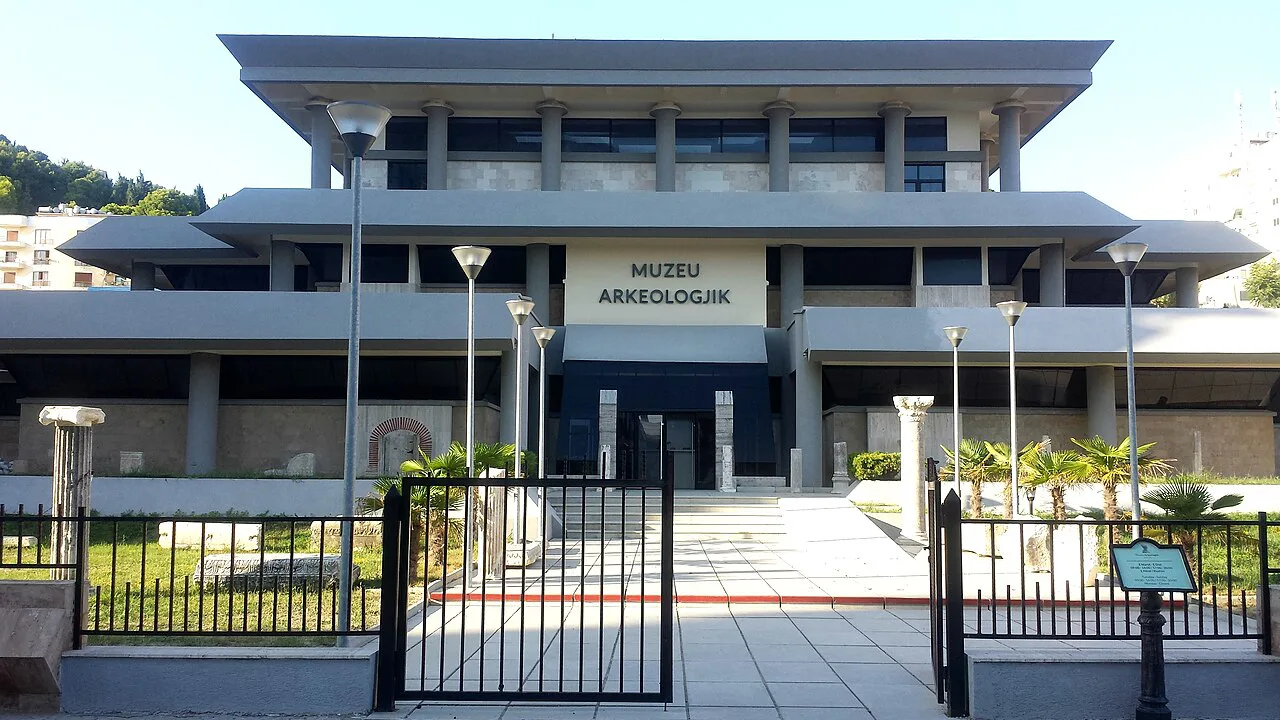 The entrance to the Archaeological Museum of Durrës.