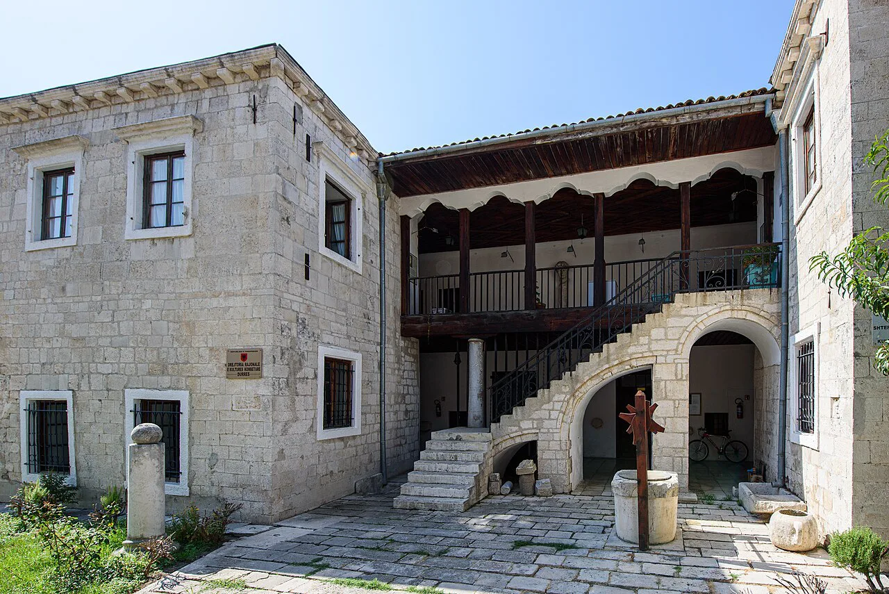 The courtyard and stone house of the Ethnographic Museum in Durrës.
