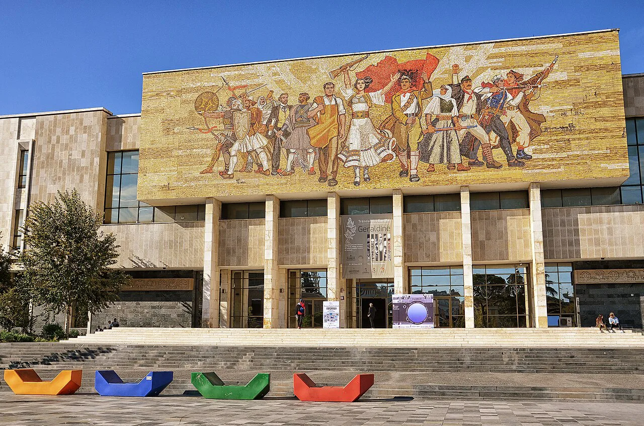 The National History Museum in Tirana with its mosaic facade.