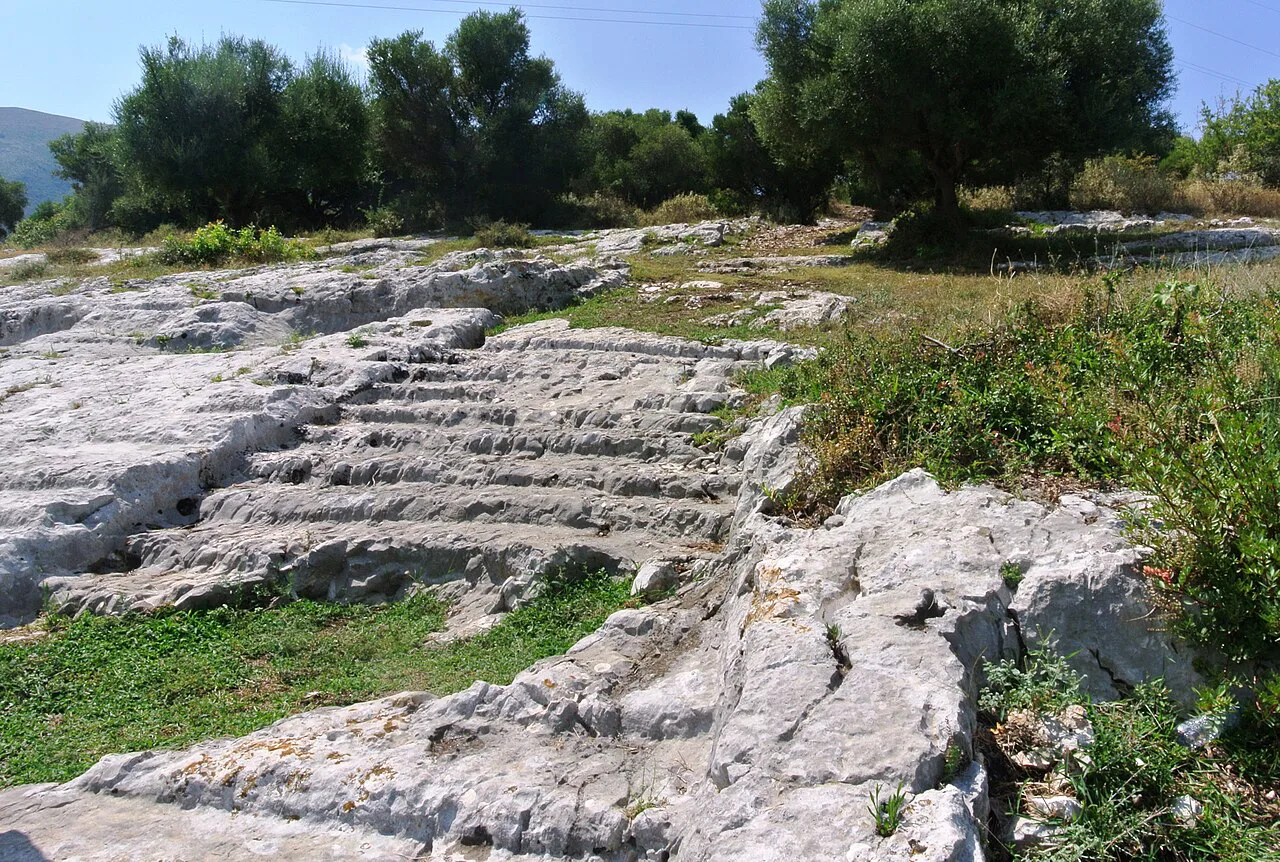 A rock-cut staircase on Paleokastra Hill at Orikum.