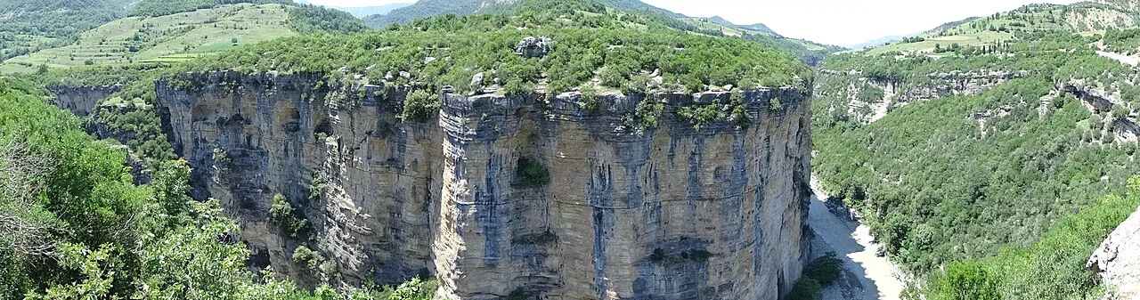 A panorama of the Osum Canyon outside Çorovodë.