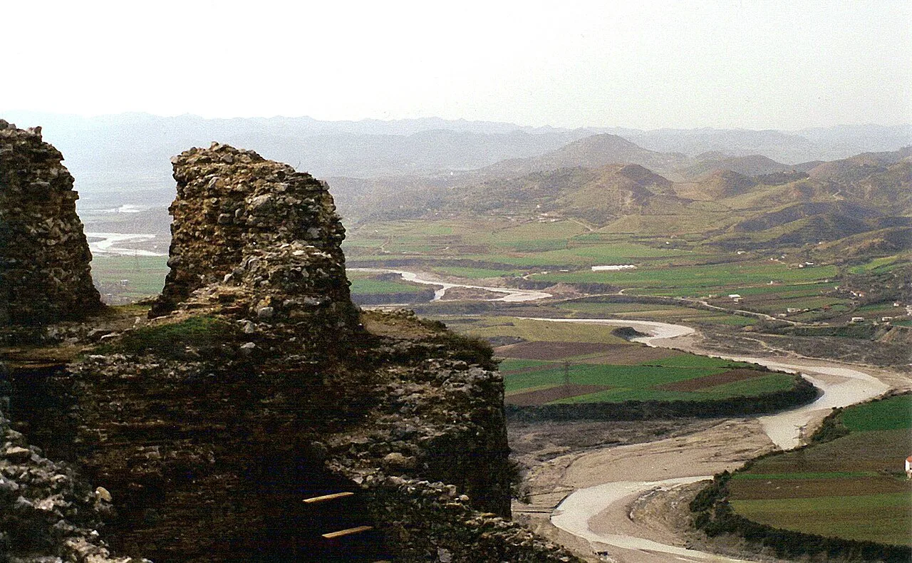 The Erzen River valley seen from the ruins of Petrela Castle.