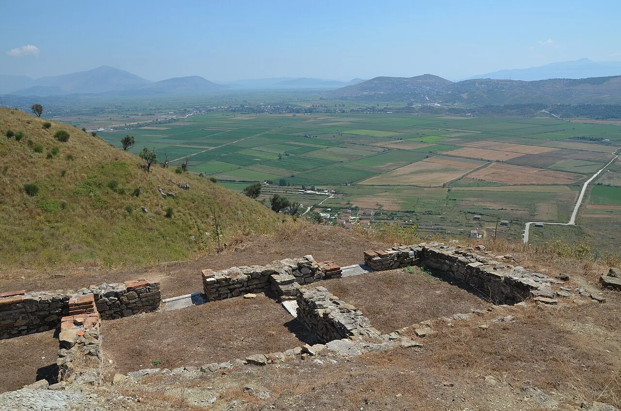 Ruins at Phoenice looking out over the plain below the hill.
