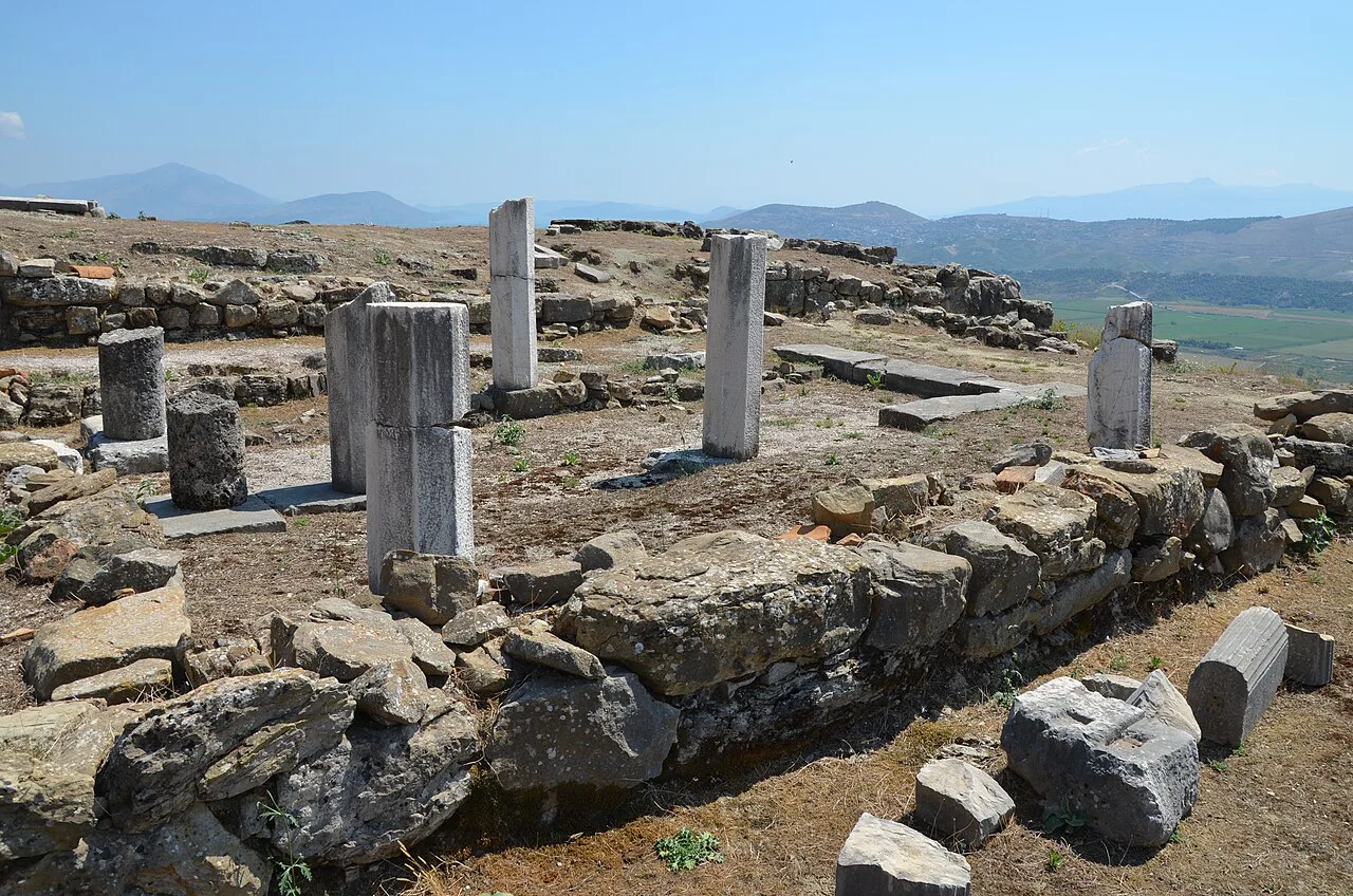 Standing columns among the ruins of ancient Phoenice above Finiq.