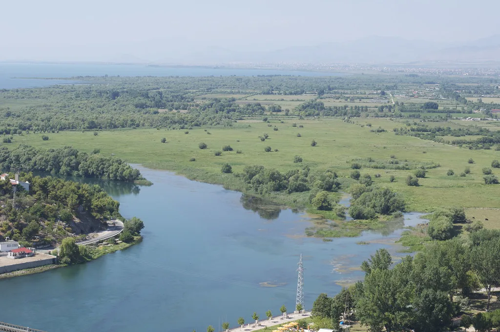 The Buna valley seen from Rozafa Castle.