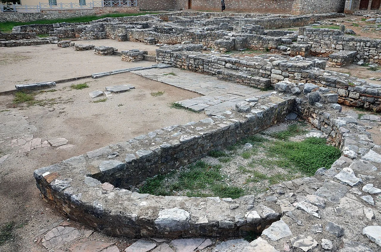 Stone foundations of the 5th-century synagogue in Sarandë.