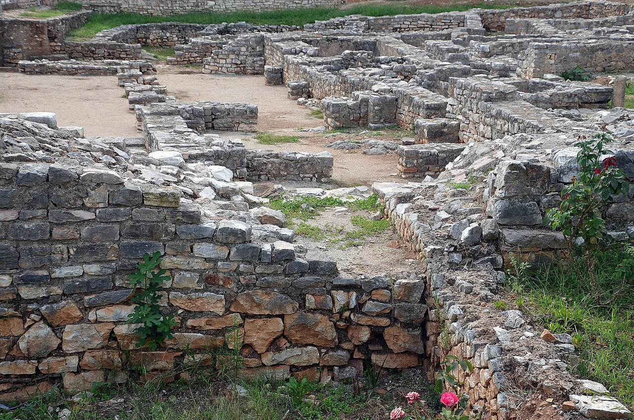Ruined walls of the ancient synagogue complex in Sarandë.