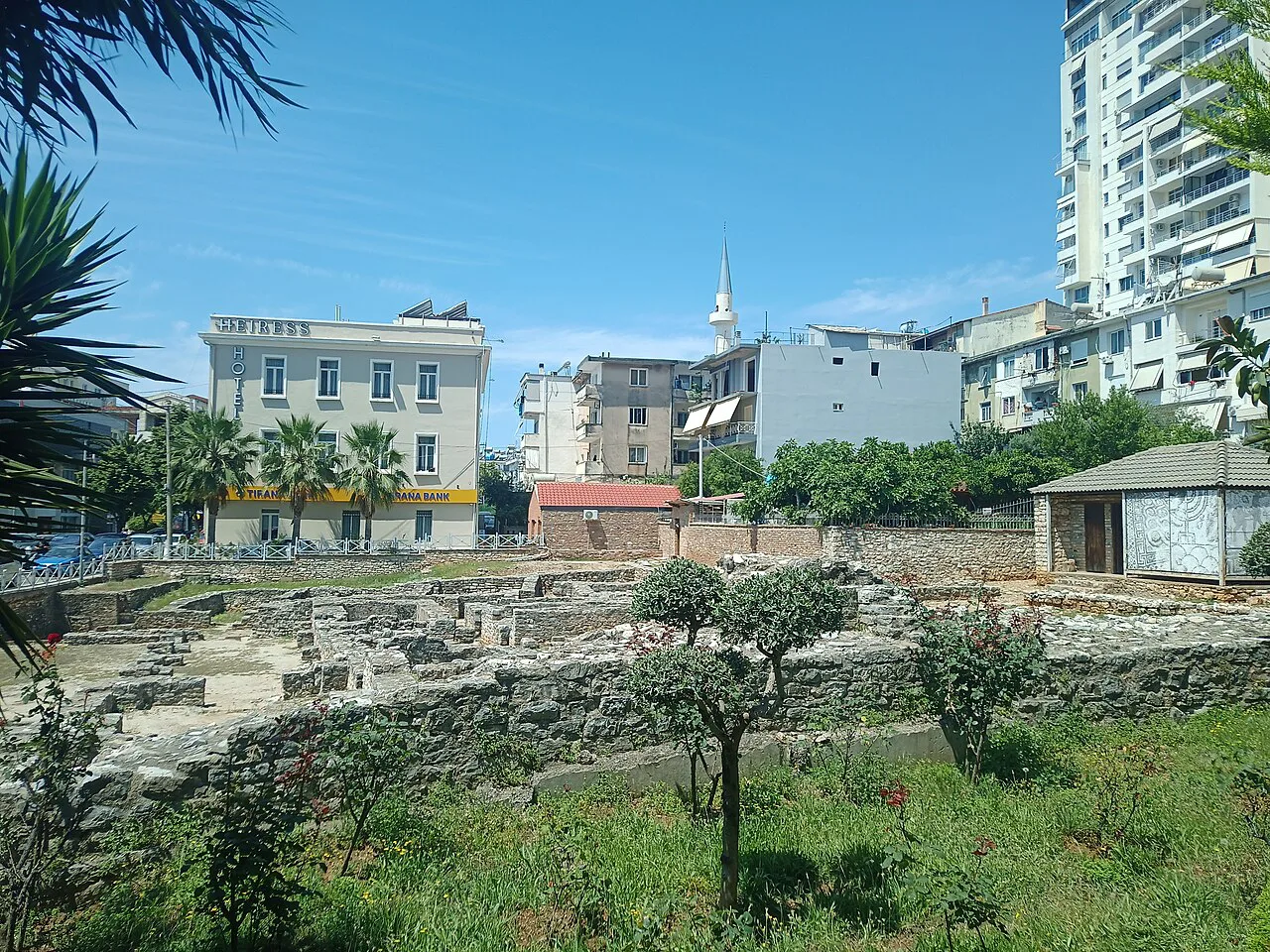 Excavated ancient remains in the centre of Sarandë.