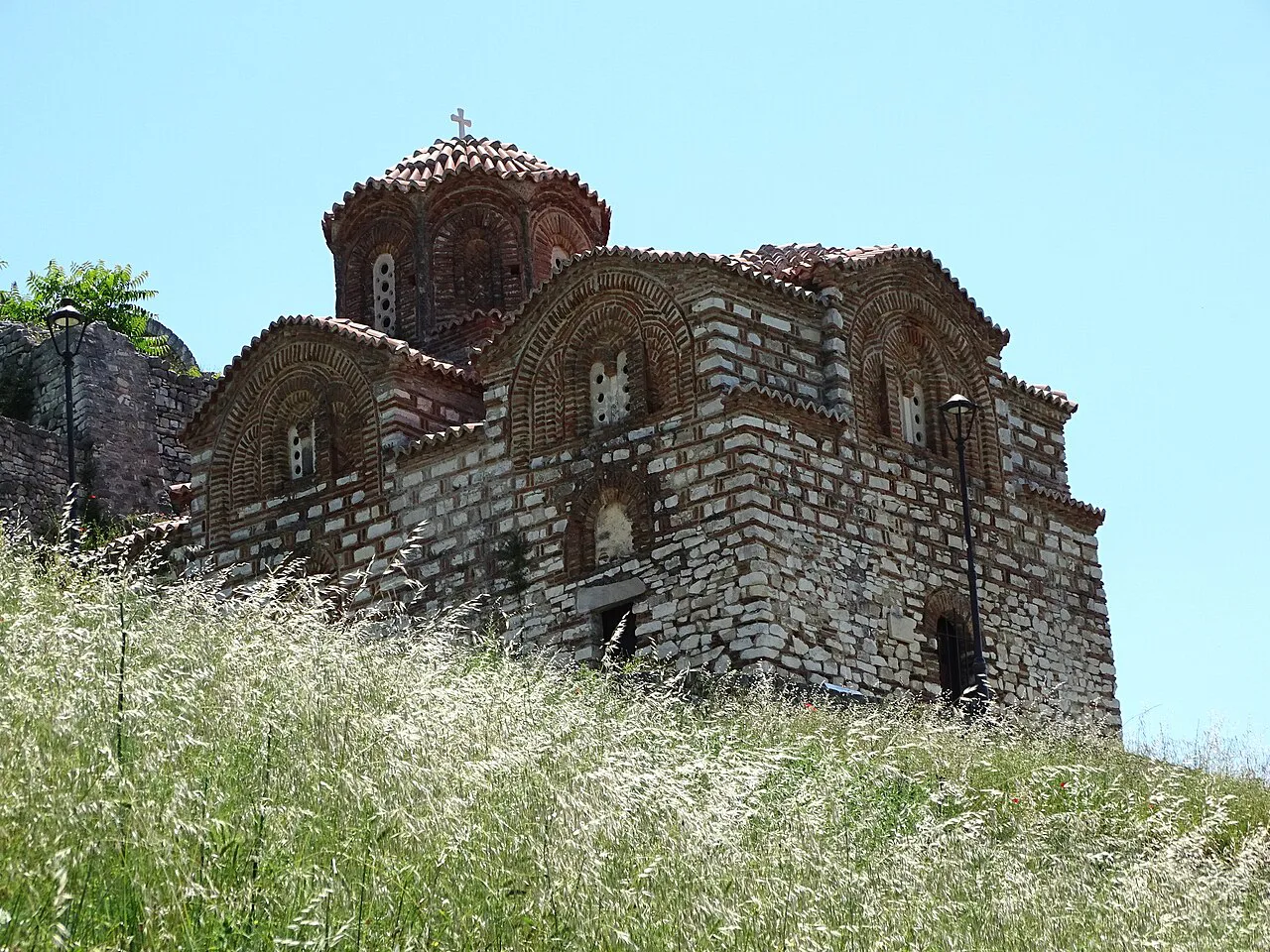 The brick-and-stone Church of the Holy Trinity in Berat's citadel.
