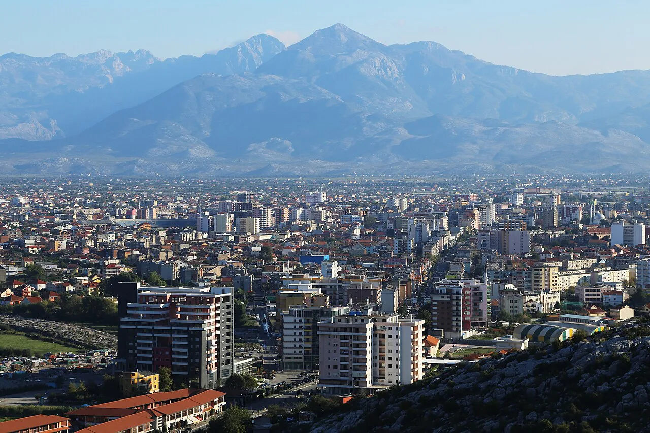 A view over Shkodër, the city of the Site of Witness and Memory, from Rozafa Castle.