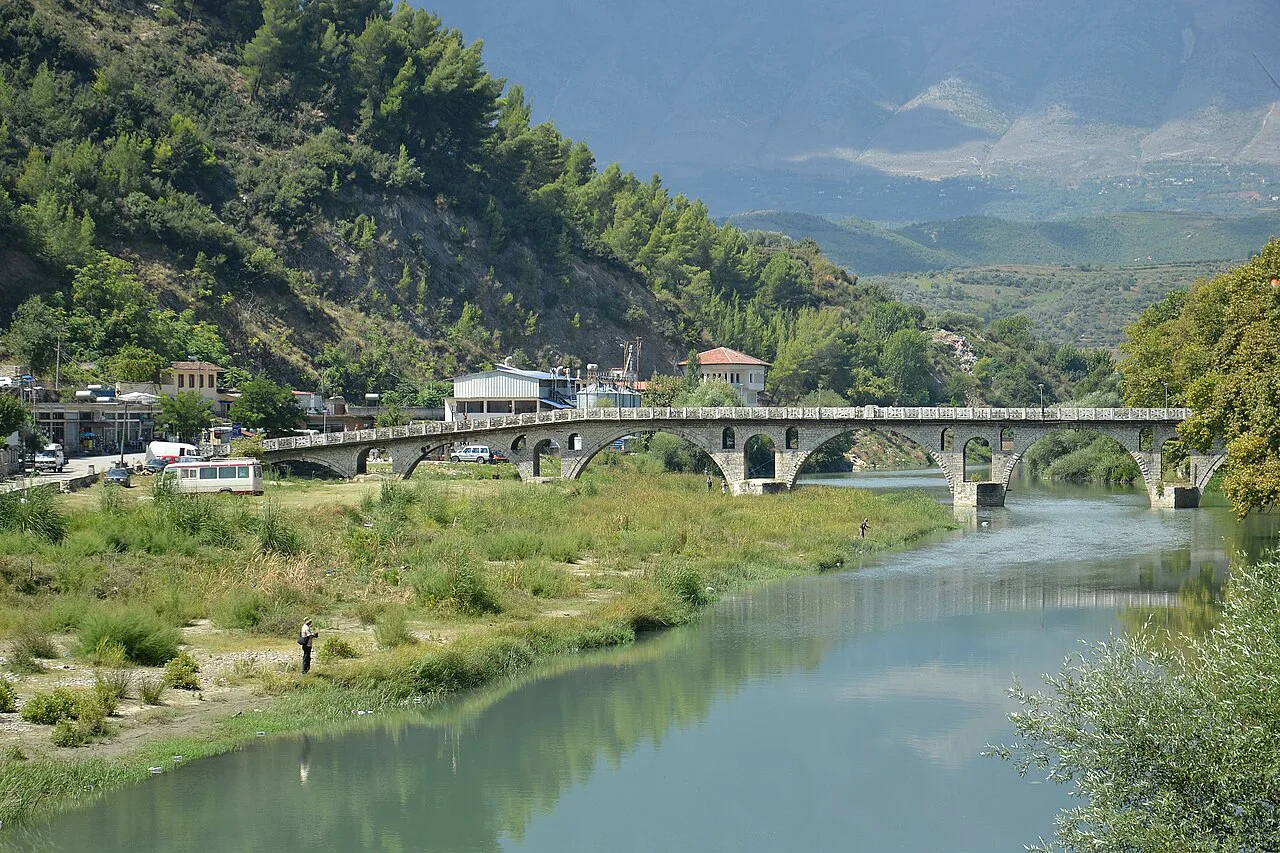 The Gorica Bridge over the Osum river in Berat.