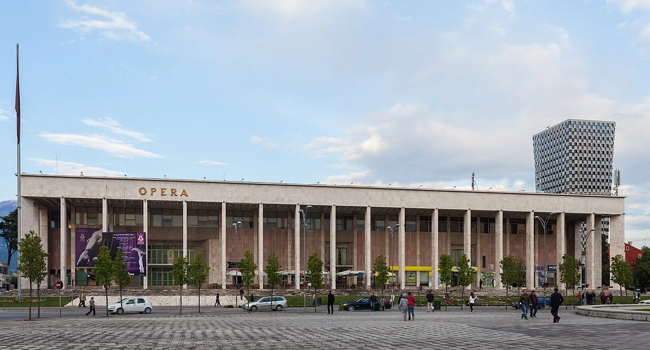 The Palace of Culture on Skanderbeg Square in Tirana.
