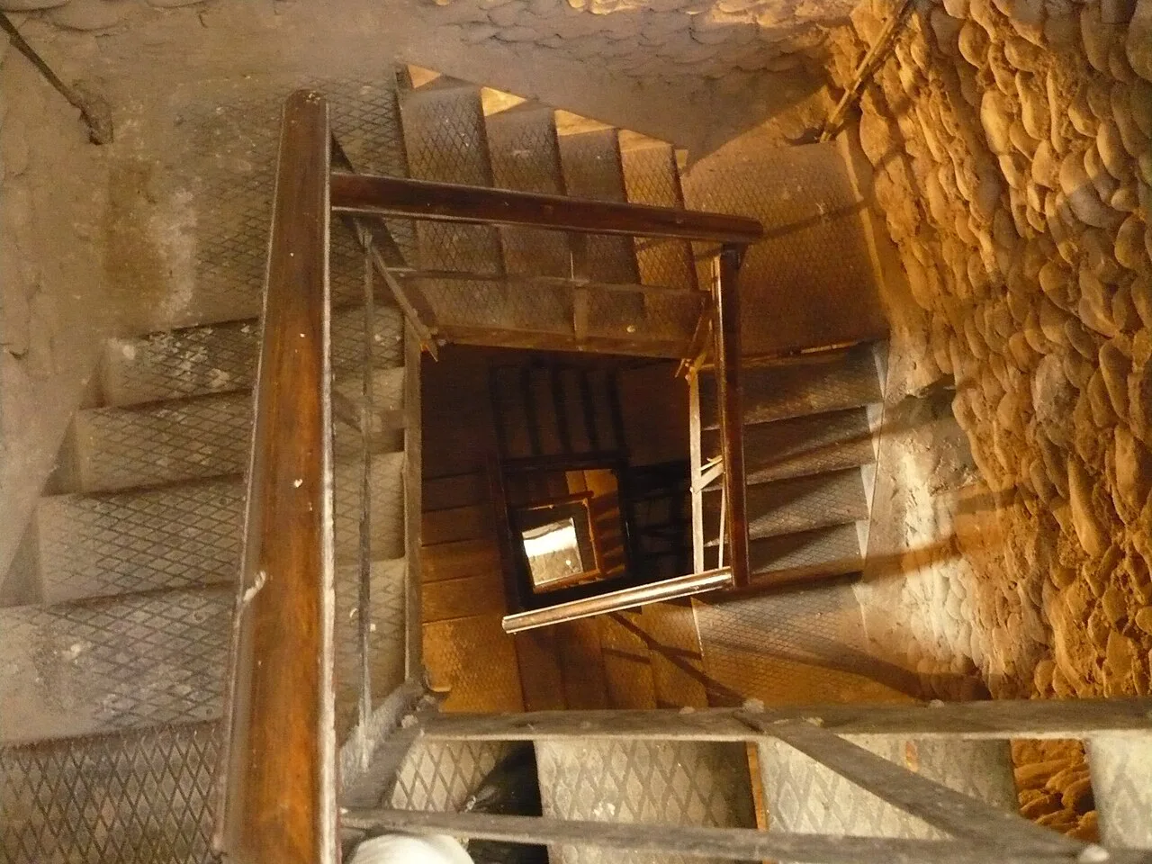 The stairs inside the Clock Tower of Tirana.