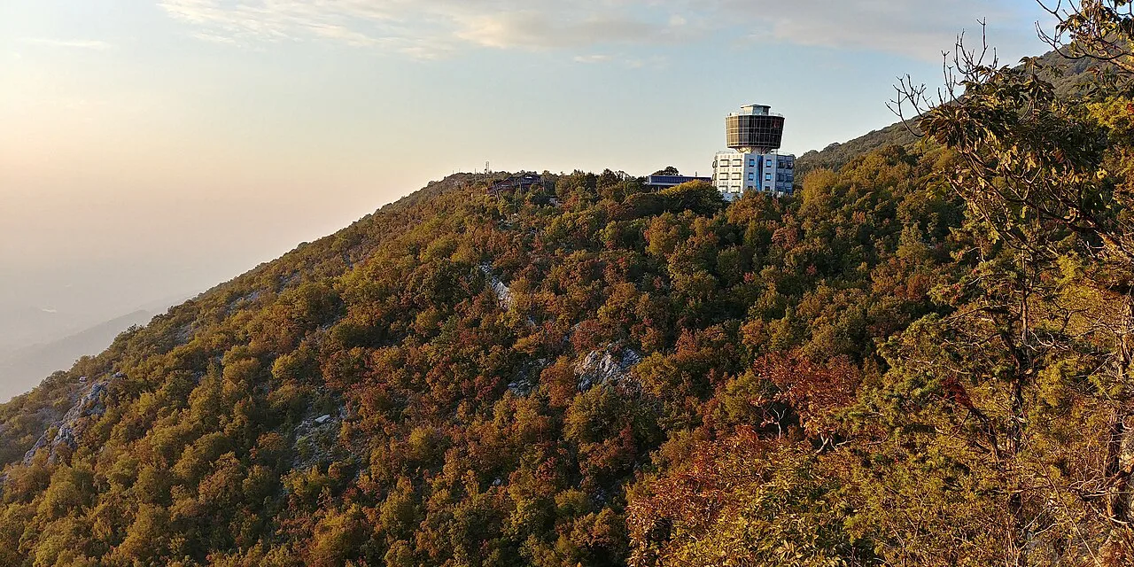 Wooded slopes of Mount Dajti in Dajti National Park above Tirana.