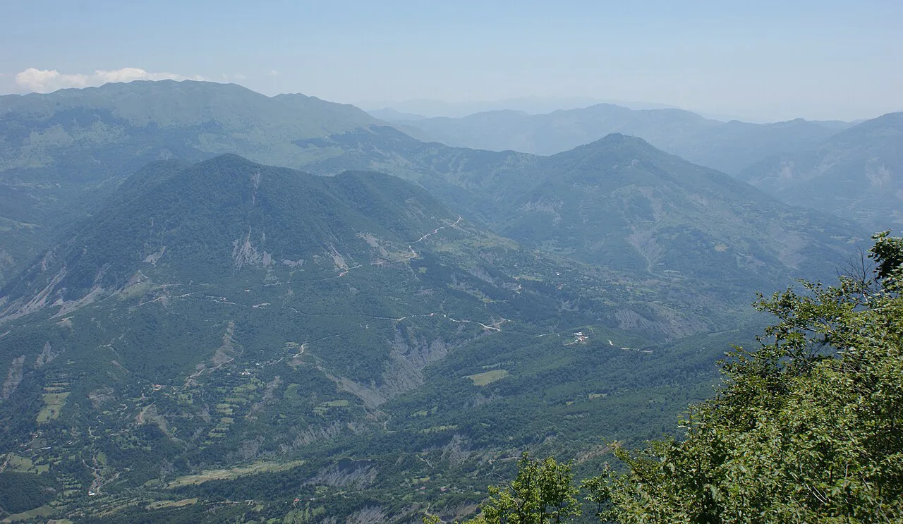 The mountains behind Mount Dajti, seen from Maja e Tujanit near Tirana.