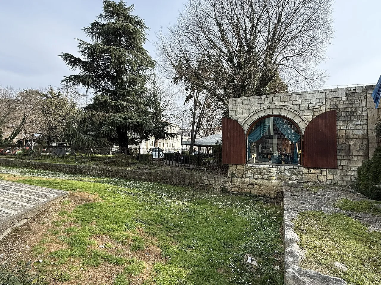 Remains of the old walls of Tirana Castle in central Tirana.