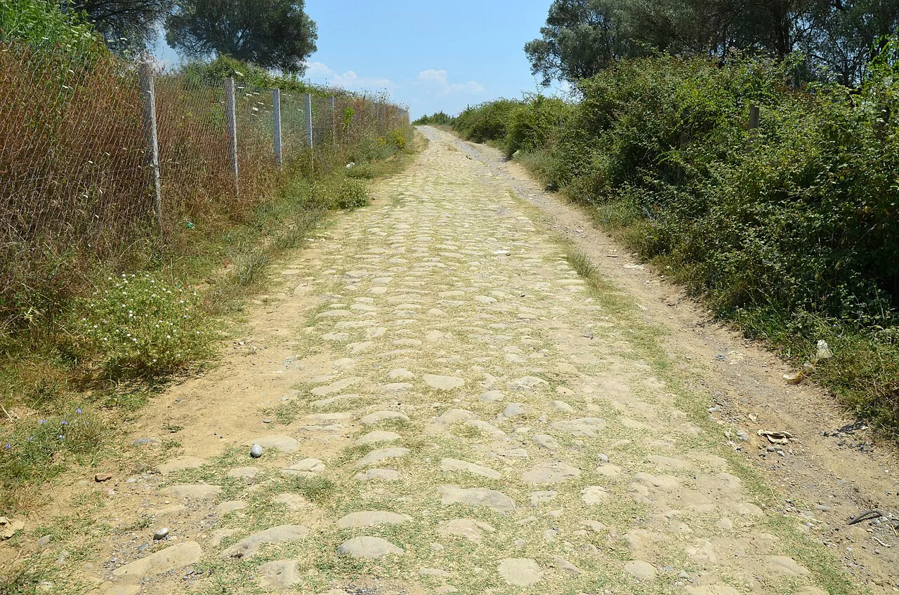 A stretch of the cobbled Via Egnatia near Peqin.